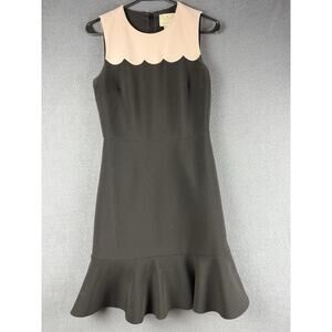 Kate Spade Pink Black Scallop Sleeveless Dress Size 2 EUC